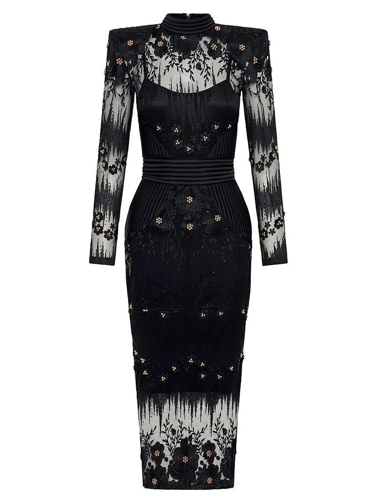 L'Artiste Embellished Midi-Dress