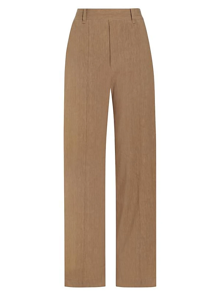 Linen-Blend High-Rise Trousers