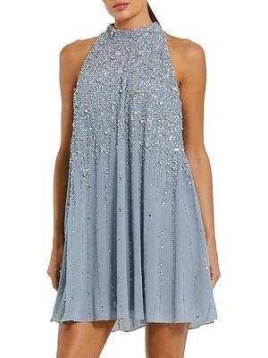 Sequin-Embellished Trapeze Dress