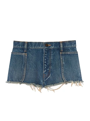 Raw-Edge Shorts Denim