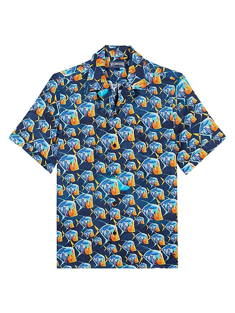Piranhas Linen Camp Shirt