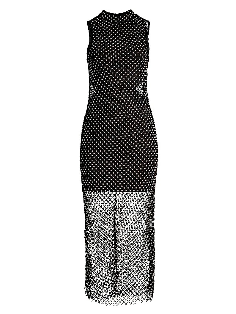 Audrina Pearl Mesh Midi-Dress