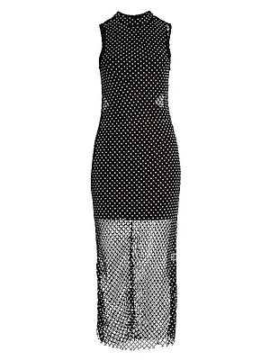 Audrina Pearl Mesh Midi-Dress