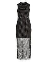 Audrina Pearl Mesh Midi-Dress