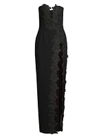 Florence Floral-Appliquéd Column Gown