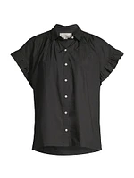 Marianne B Ruffled Cotton Button-Front Shirt