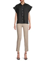 Marianne B Ruffled Cotton Button-Front Shirt
