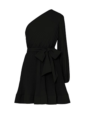 Linden Pleated One-Shoulder Minidress