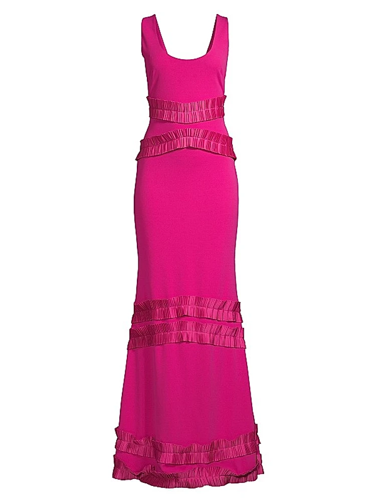 Ruffled Chiffon Gown