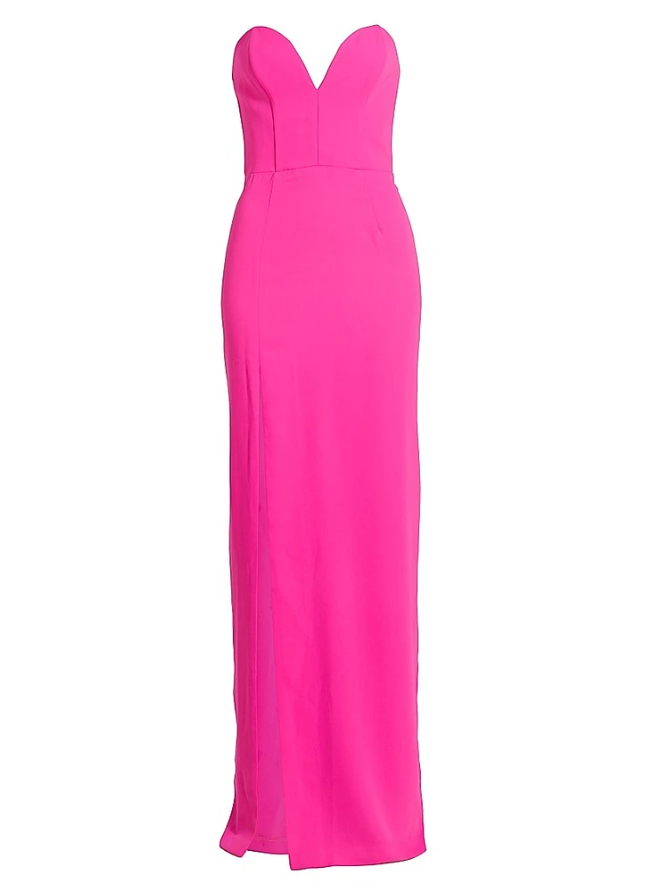 Cherri Crepe Plunging Sweetheart Gown
