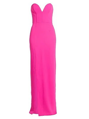 Cherri Crepe Plunging Sweetheart Gown