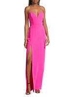 Cherri Crepe Plunging Sweetheart Gown