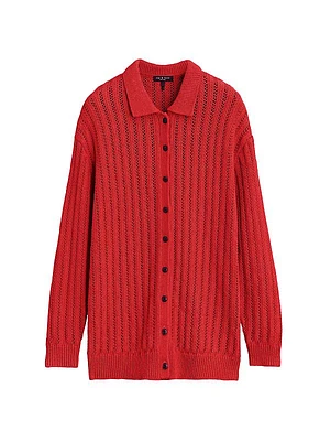 Adrienne Pointelle Cotton-Blend Cardigan
