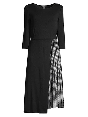 Pleated Soft Knit Heritage-Fit Midi-Dress