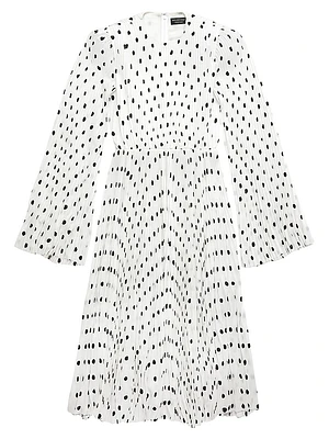 Hand Drawn Polka Dot Pleated Dress