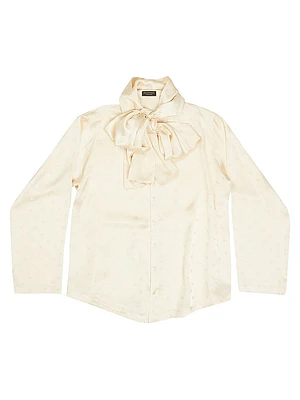 Logo Letters All Over Hooded Blouse