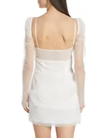 Jean Twisted Semi-Sheer Minidress
