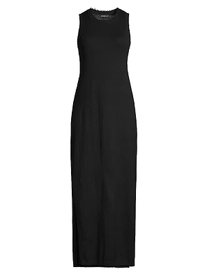 Frayed-Edge Maxi-Dress