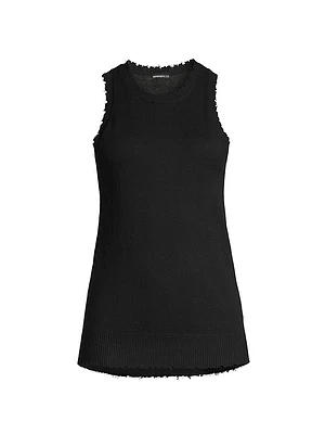 Frayed Cotton-Blend Sweater Tank