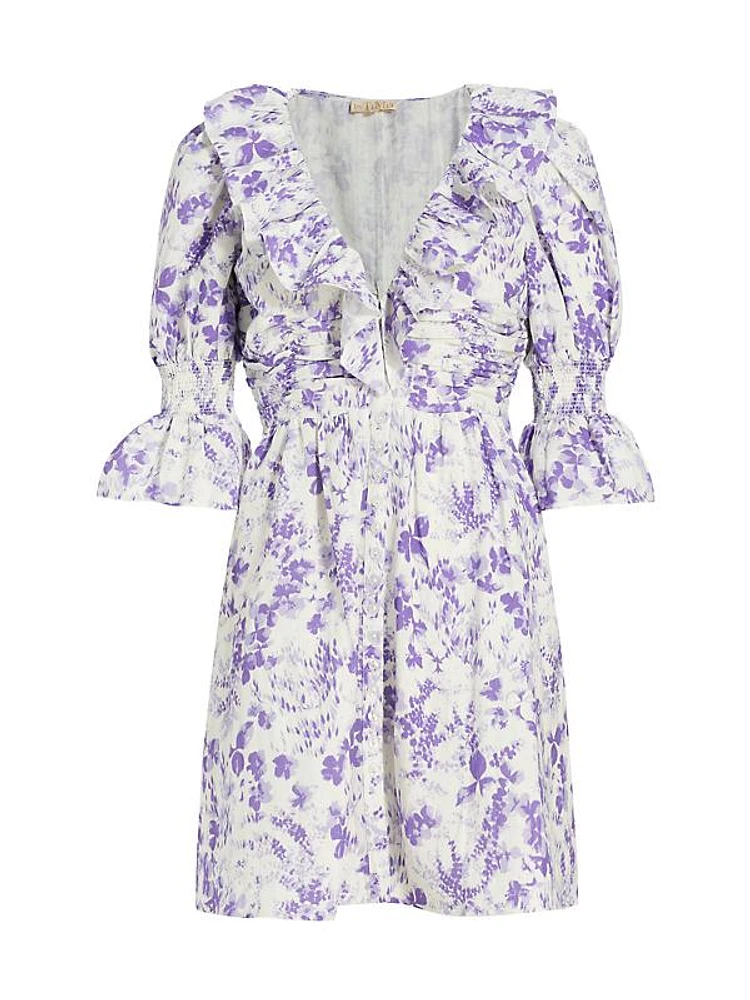 Floral Linen & Cotton Minidress