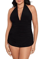 Plus Yvonne Ruched V-Neck Swimdress
