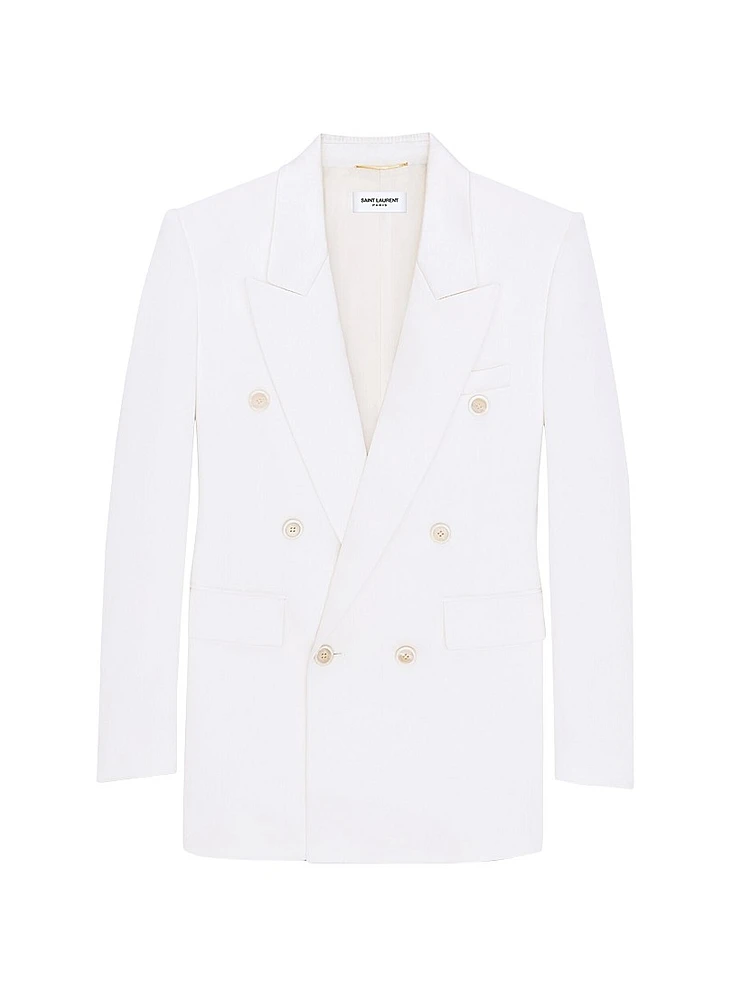 Double-Breasted Blazer Silk Satin