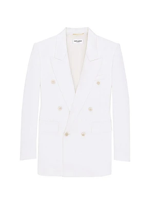 Double-Breasted Blazer Silk Satin