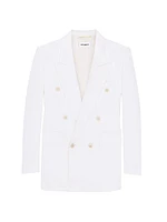 Double-Breasted Blazer Silk Satin