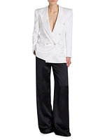 Double-Breasted Blazer Silk Satin