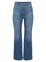 Seamed-Front Wide-Leg Jeans