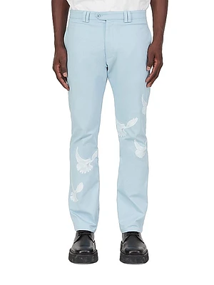 Singing Doves Wide-Leg Wool Pants