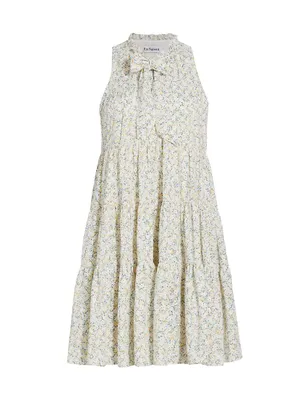 Orielle Floral Tie-Neck Minidress