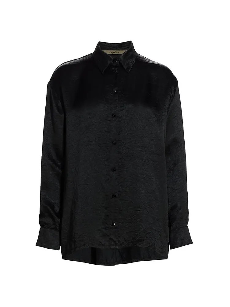 Textured Satin Button-Front Shirt