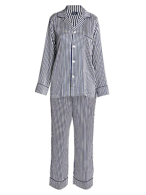 Heritage Laurel Striped Silk Pajama Set