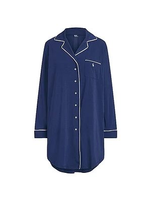 Polo Essentials Cotton-Blend Button-Front Sleep Shirt