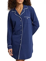 Polo Essentials Cotton-Blend Button-Front Sleep Shirt