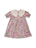 Little Girl's & Eyelet-Trim Collar Floral Print Dress