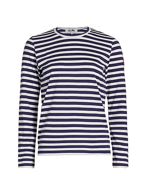 Long-Sleeve Striped Cotton T-Shirt