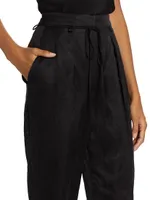 Straight-Leg Linen-Blend Pants