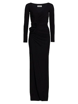 Tarcisia Rosette Draped Jersey Gown