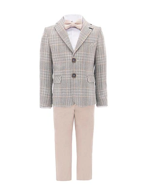 Baby Boy's, Little Boy's & Boy's Beige Plaid Peak Lapel Suit