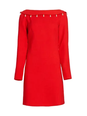 Faux Pearl-Detailed Low-Back Dress