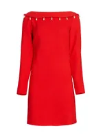 Faux Pearl-Detailed Low-Back Dress