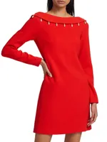 Faux Pearl-Detailed Low-Back Dress