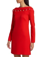 Faux Pearl-Detailed Low-Back Dress