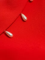 Faux Pearl-Detailed Low-Back Dress