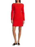 Faux Pearl-Detailed Low-Back Dress