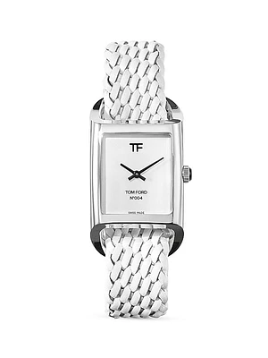 004 Stainless Steel & Leather Strap Watch
