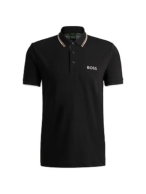 Cotton-Blend Polo Shirt with Contrast Logo