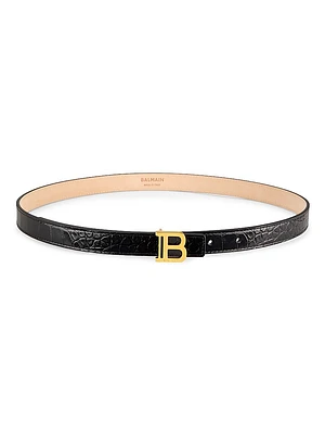 Slim B Croc Leather Belt